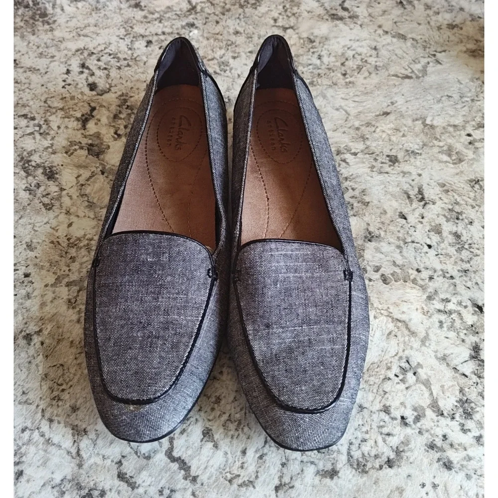 Clarks Artisan Keesha Luca Loafers Womens 8 Black‎ Fabric Textured Slip On Shoes